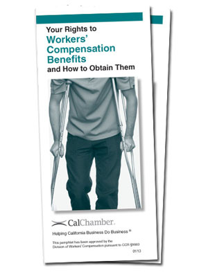 California employers are required to give a Workers' Compensation pamphlet to all new employees at the time of hire, or no later than the end of the first pay period.
