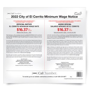 El Cerrito Minimum Wage Poster