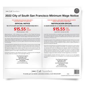 South San Francisco Minimum Wage Poster