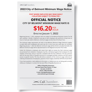 Belmont Minimum Wage Poster