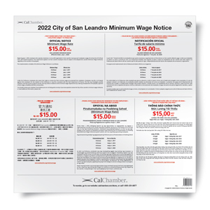 San Leandro Minimum Wage Poster