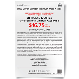 Belmont Minimum Wage Poster