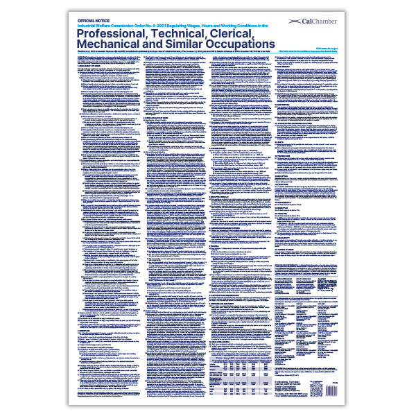 Wage Order 4 - Professional Technical, Clerical, Mechanical and Similar Occupations