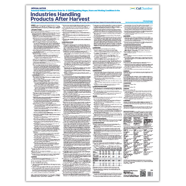 Wage Order 8 - Industries Handling Product After Harvest