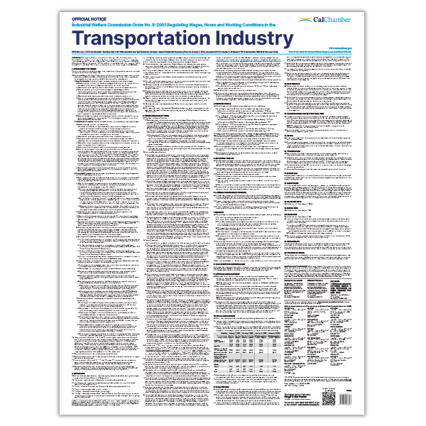 Wage Order 9 - Transportation