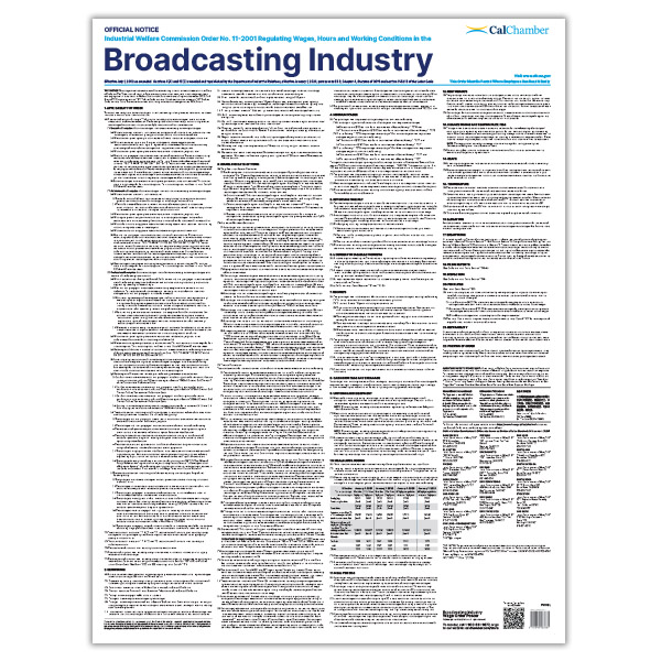 Wage Order 11 - Broadcasting