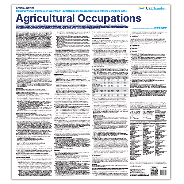 Wage Order 14 - Agricultural Occupations