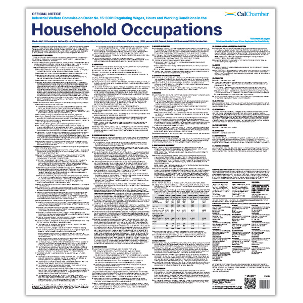 Wage Order 15 - Household Occupations