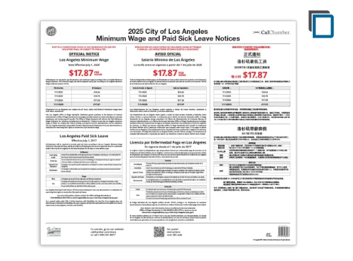 Picture of Los Angeles City Labor Law Poster (up to 9 emp)
