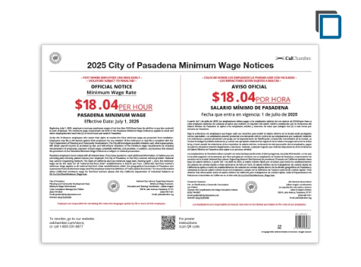 Picture of Pasadena Minimum Wage Poster