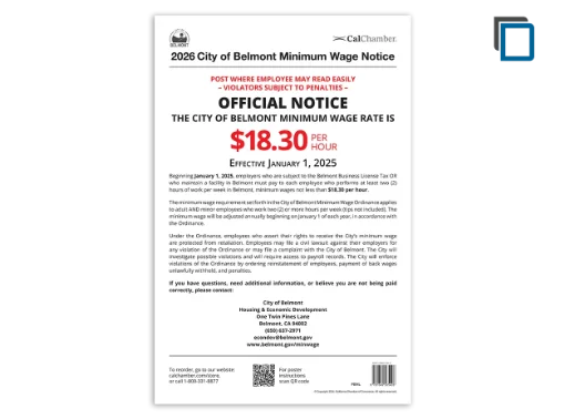 Picture of Belmont Minimum Wage Poster