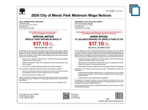Picture of Menlo Park Minimum Wage Poster