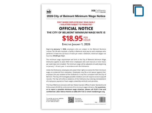 Picture of Belmont Minimum Wage Poster