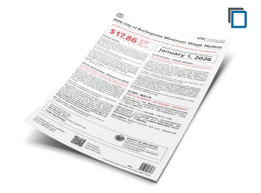 Picture of Burlingame Minimum Wage Poster