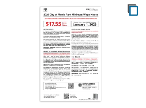 Picture of Menlo Park Minimum Wage Poster