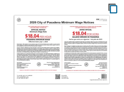 Picture of Pasadena Minimum Wage Poster