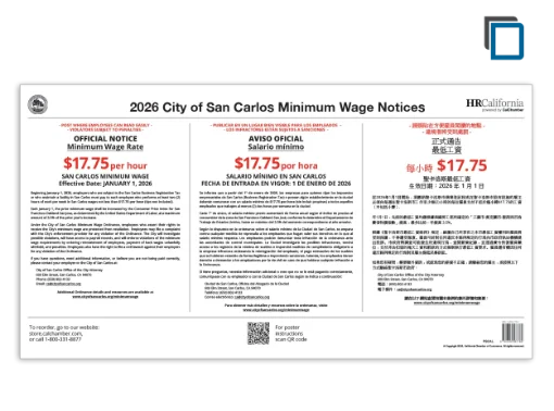 Picture of San Carlos Minimum Wage Poster